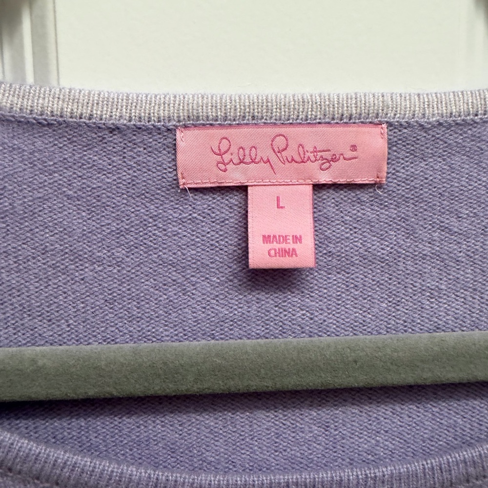 Lilly Pulitzer Fairfax cashmere sweater size L lilac verbena - Picture 2 of 8
